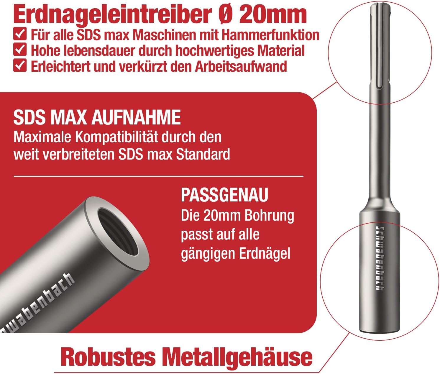 Detalle de SCHWABENBACH SDS Max 250 mm inseritore