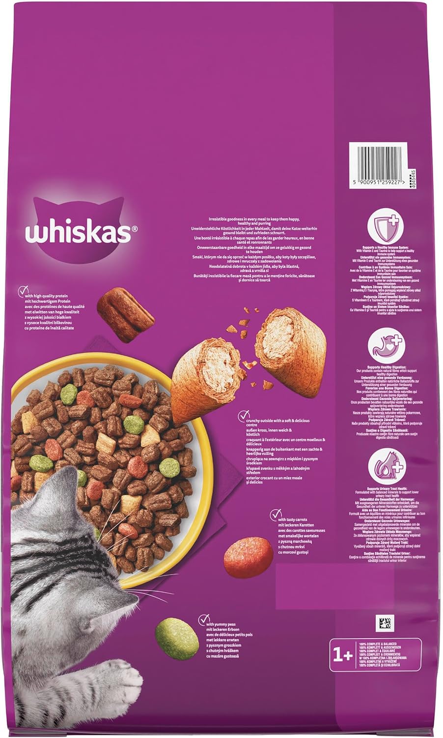 Detalle de WHISKAS Trockenfutter Adult 7 kg mit Huhn – ausgewachsene Katzen