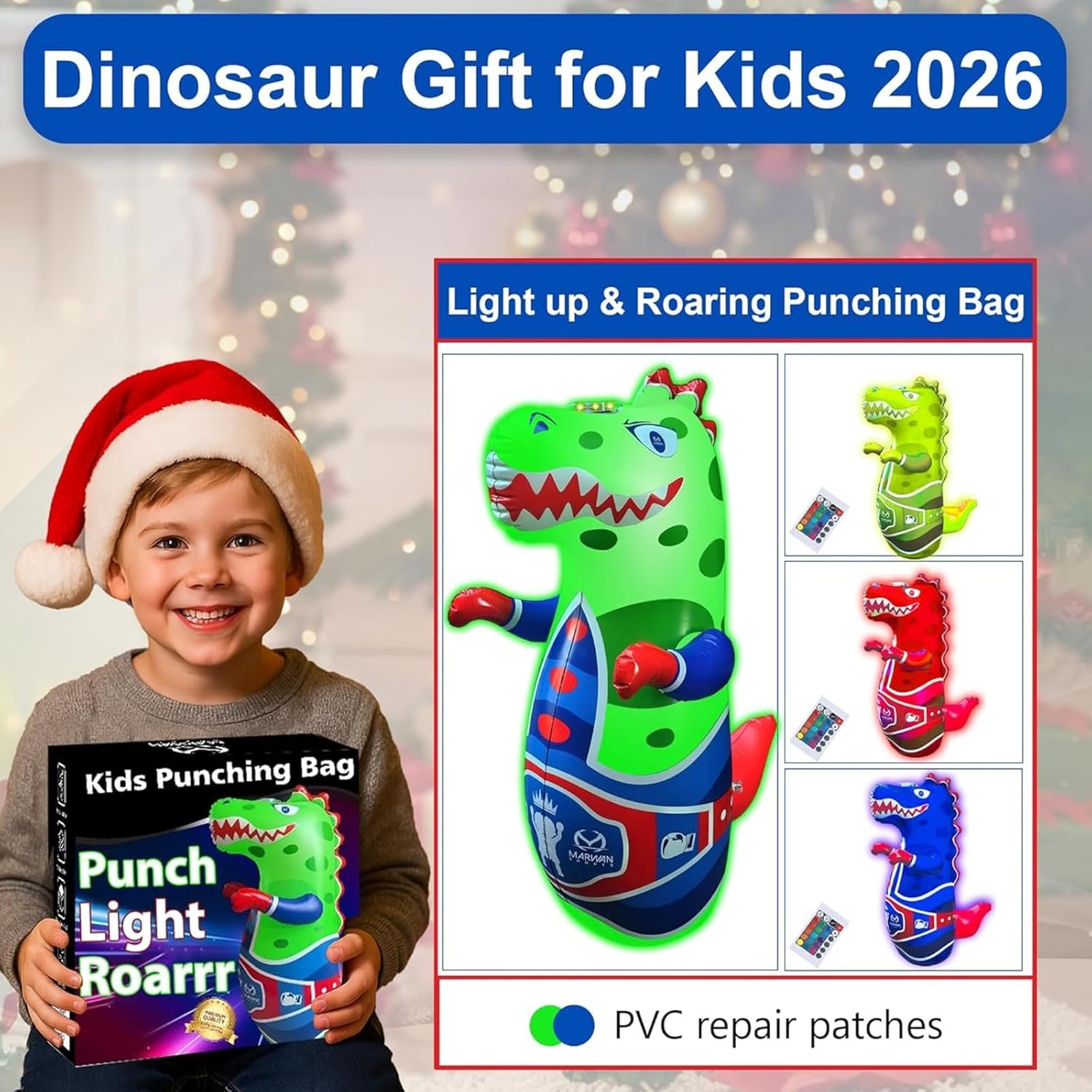 Thumbnail 1 de Marwan Sports Punch Light & Roar Dinosaur Bop Bag 47"