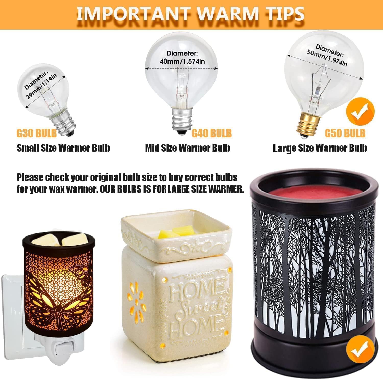 Thumbnail 6 de SerBion G50 120V 25W Wax Warmer Bulbs, E12, Dimmable Warm White, 6-Pack