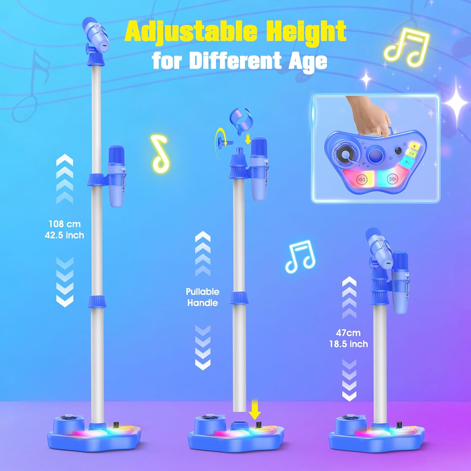 Thumbnail 6 de Dislocati Microphone pour Enfant avec Pied et Enceinte – Spectacle lumineux et connexion polyvalente