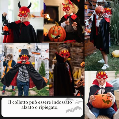 Detalle 1 de Ecloud Shop Mantello di Halloween per bambini, double face nero e rosso, 80 cm