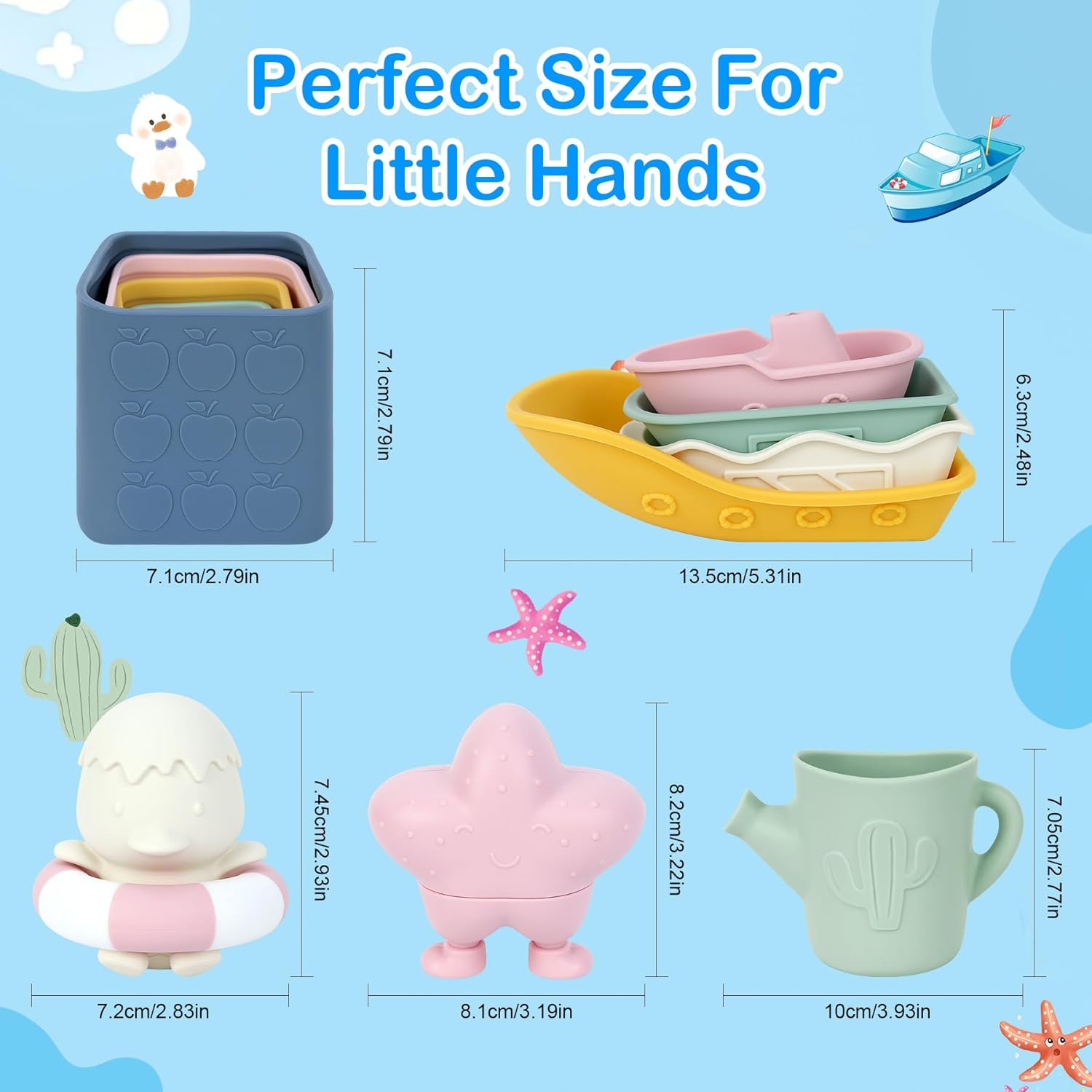 Thumbnail 1 de MCGMITT Montessori Badespielzeug Set aus BPA-freiem Silikon (12-teilig), für Babys 6–36 Monate