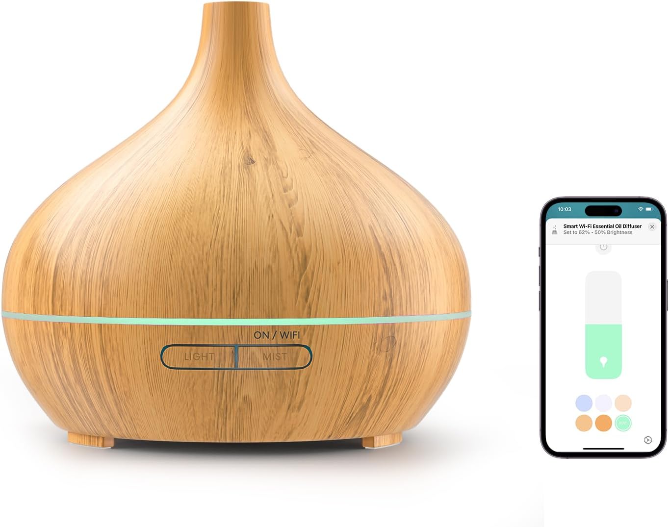 Detalle de Meross MOD150 slimme aroma diffuser, 400 ml, wifi en RGB-led