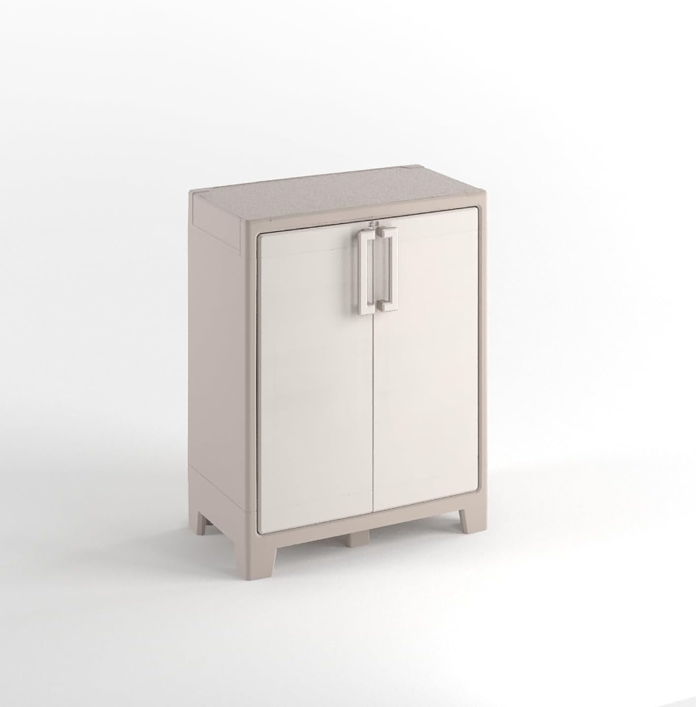 Detalle 2 de Keter Armario Gulliver escobero de resina beige (80 x 44 x 182 cm), 2 puertas y 8 baldas regulables