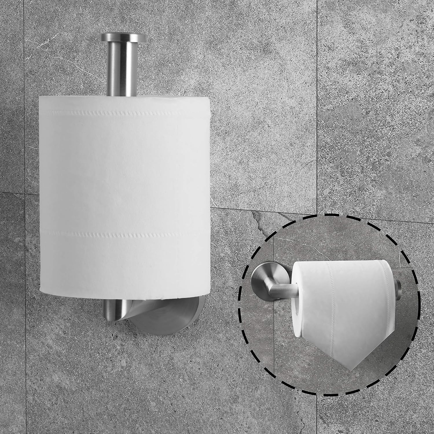 Thumbnail 3 de HITSLAM Toilettenpapierhalter aus Edelstahl (gebürstet), wandmontiert – 2er-Set