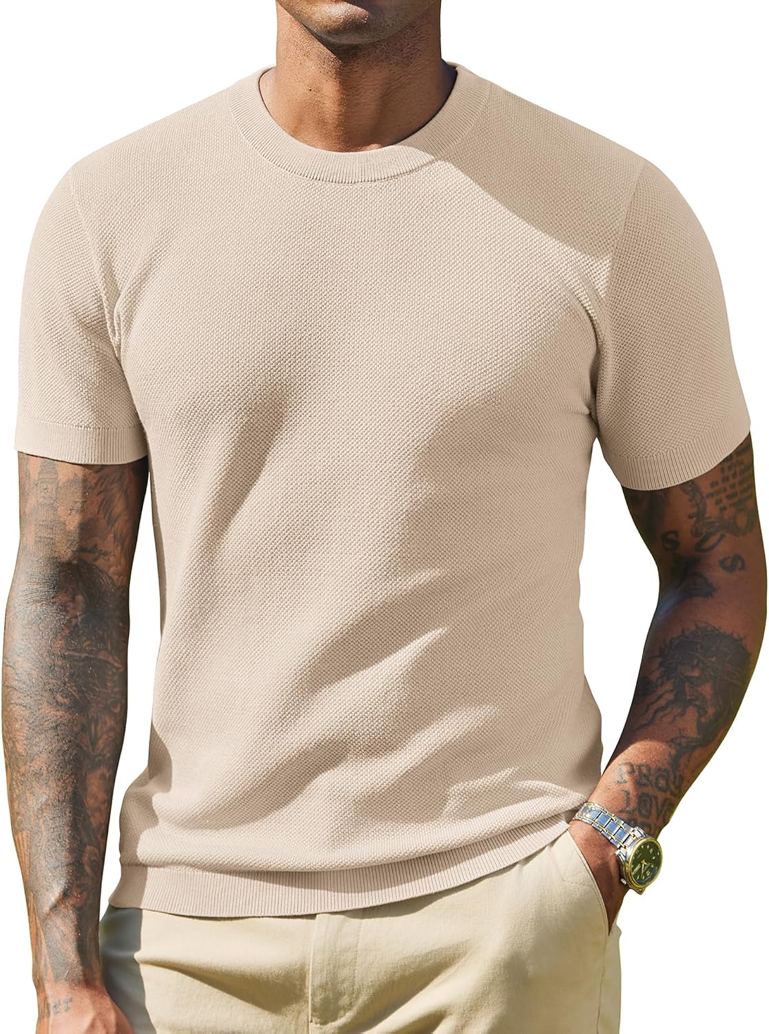 Detalle de COOFANDY T-Shirt Uomo Maglia Girocollo estiva