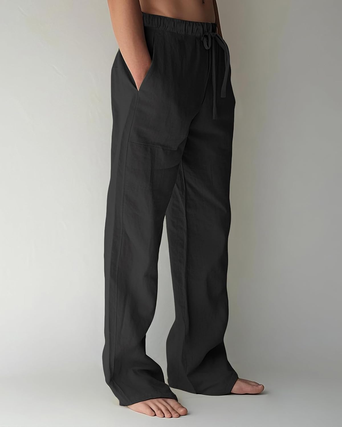 Detalle 2 de BUXKR Men’s Casual Summer Pants with Elastic Waist, Drawstring and Deep Pockets