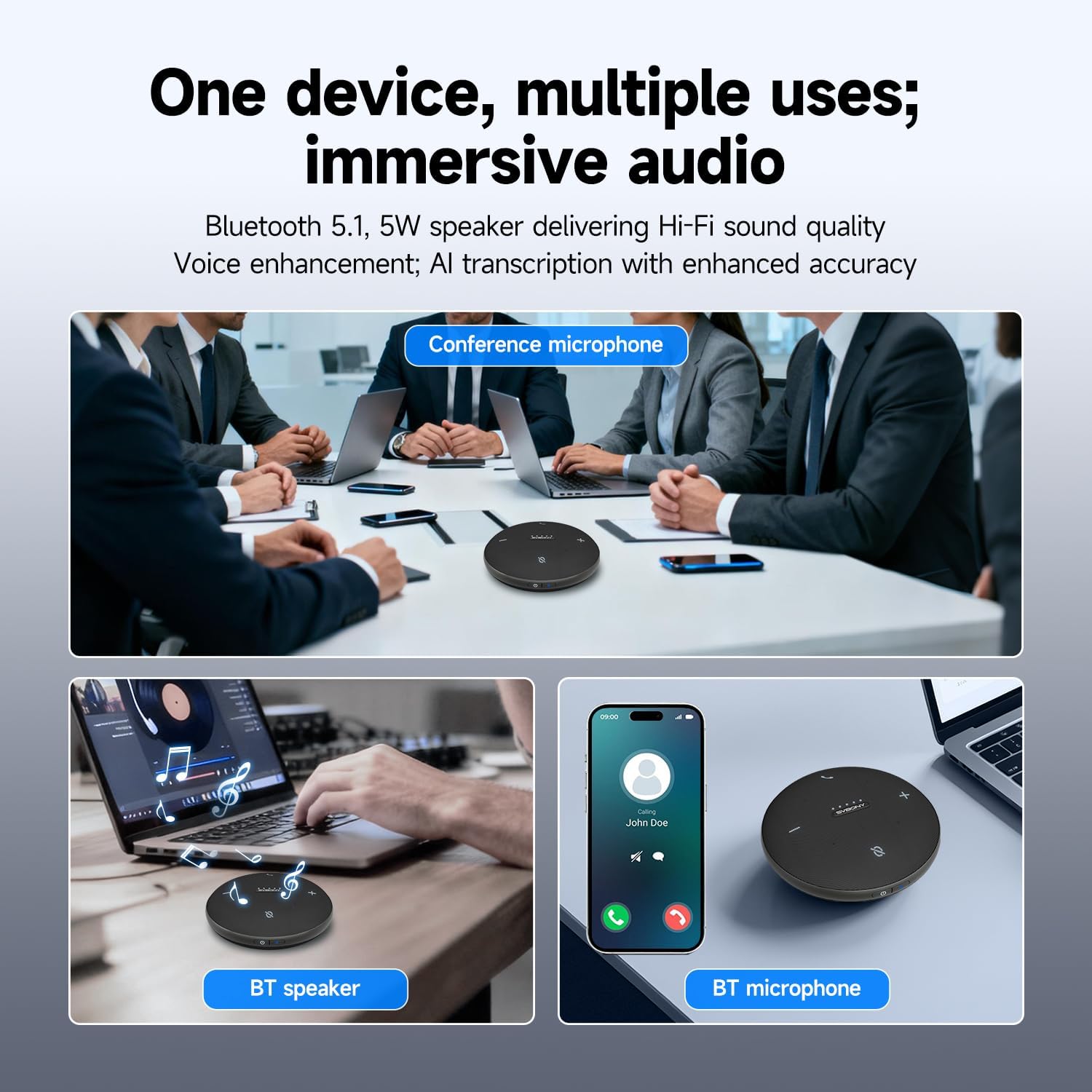 Thumbnail 1 de SVBONY SVHub Omni2 Conference Speaker and Microphone – Portable 360° Conference Mic with 4‑mic Array