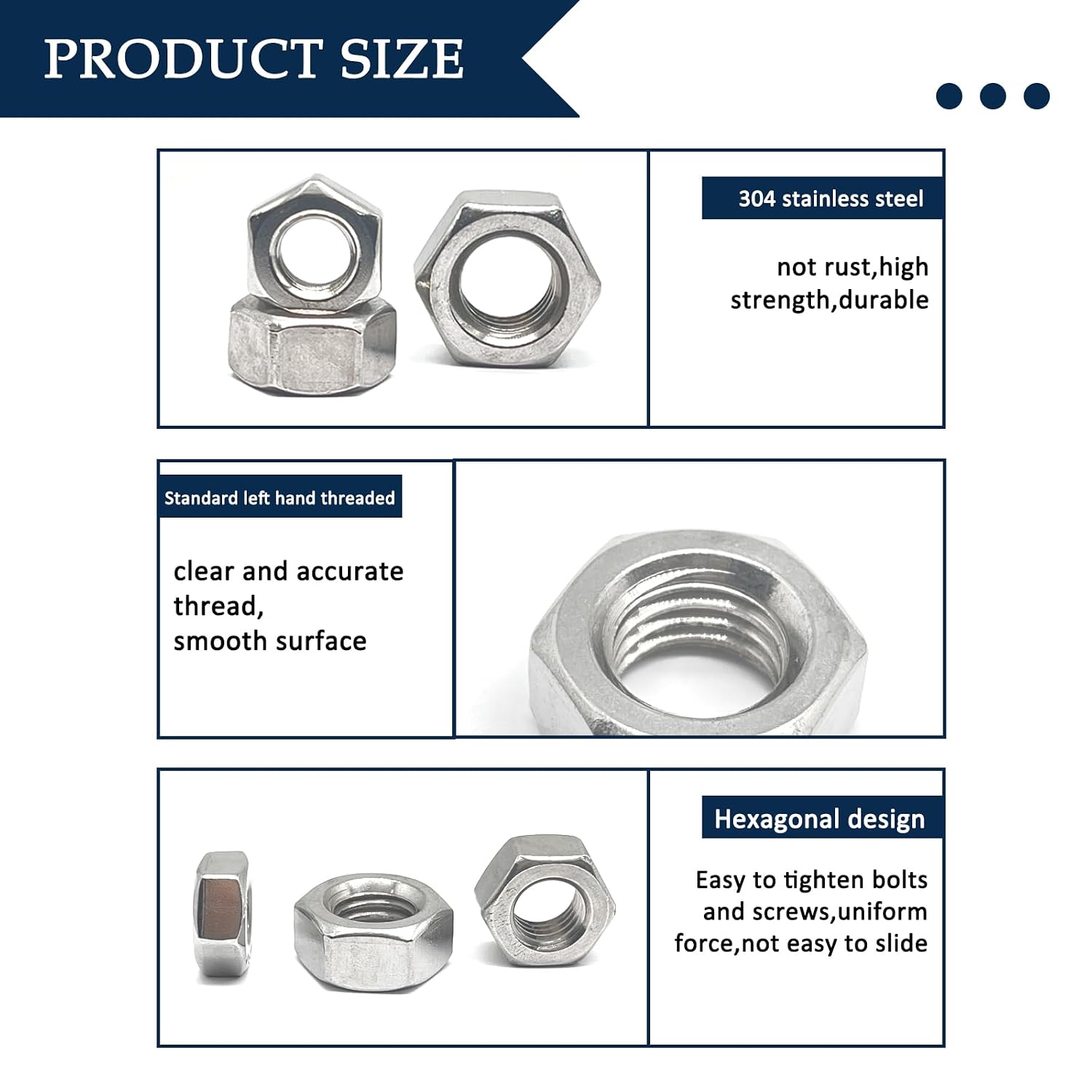 Detalle de Left-Hand Thread Hex Nuts, M18x2.5mm