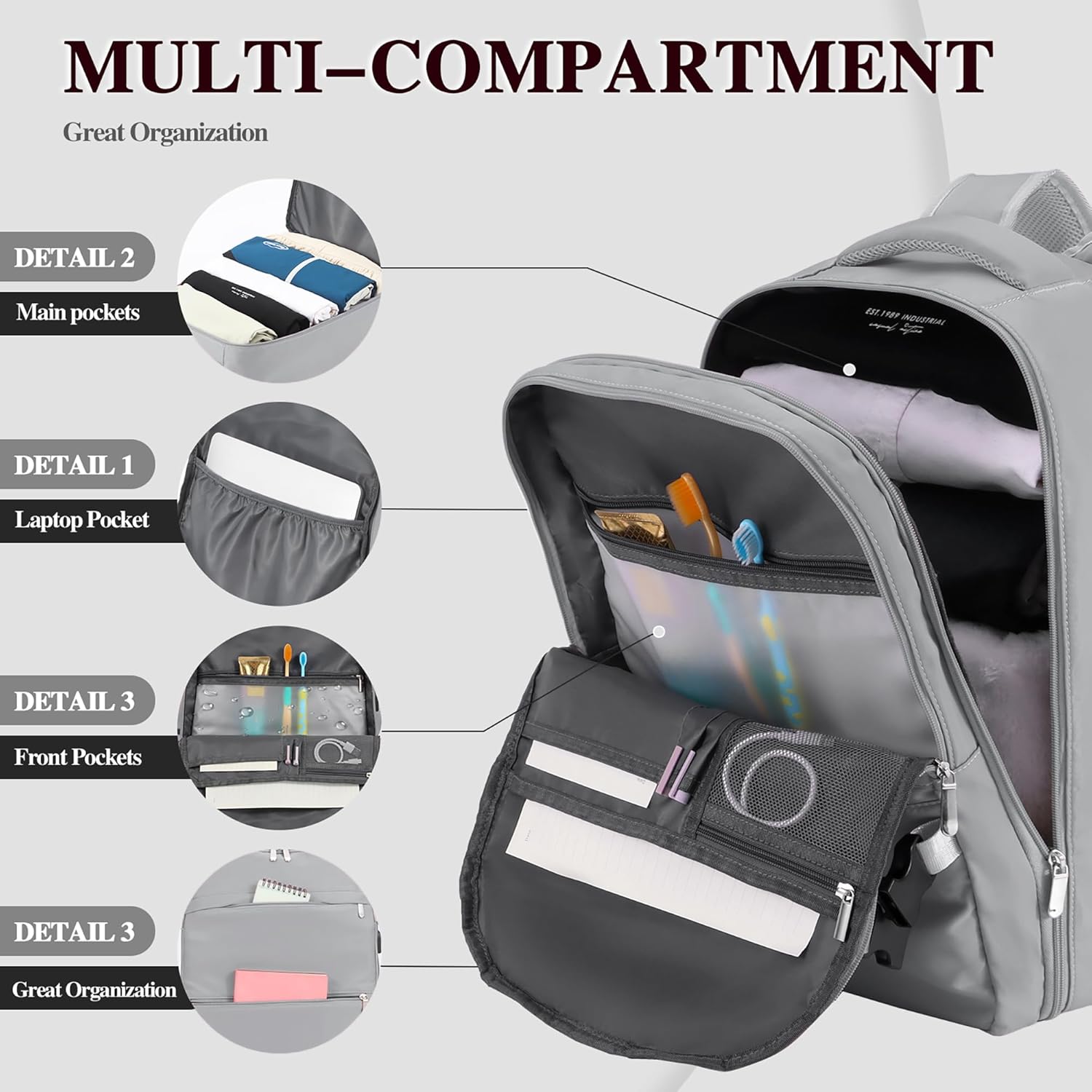 Thumbnail 3 de Easyjet Cabin Bag 45x36x20 Underseat Travel Backpack – Waterproof, Anti-Theft, 40L