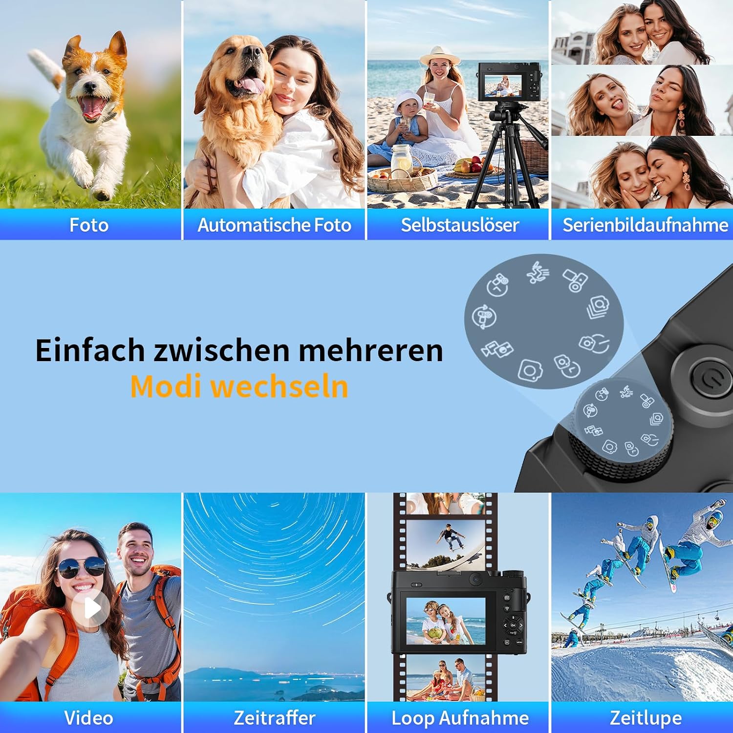 Detalle 2 de Digitalkamera 5K 75MP Dual-Kamera mit WLAN – ideal für Einsteiger mit Vlogging-Ansatz