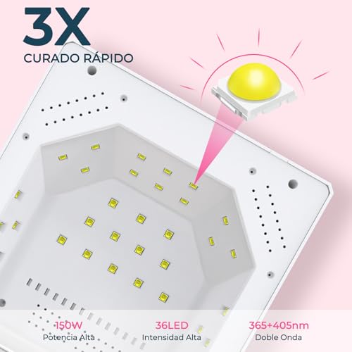 Thumbnail 2 de NAILGIRLS Lámpara LED UV recargable, secador de uñas inalámbrico de 150 W para gel y esmalte regular, secador LED de gel de curado de esmalte de uñas con 4 ajustes de temporizador, sensor automático ﻿