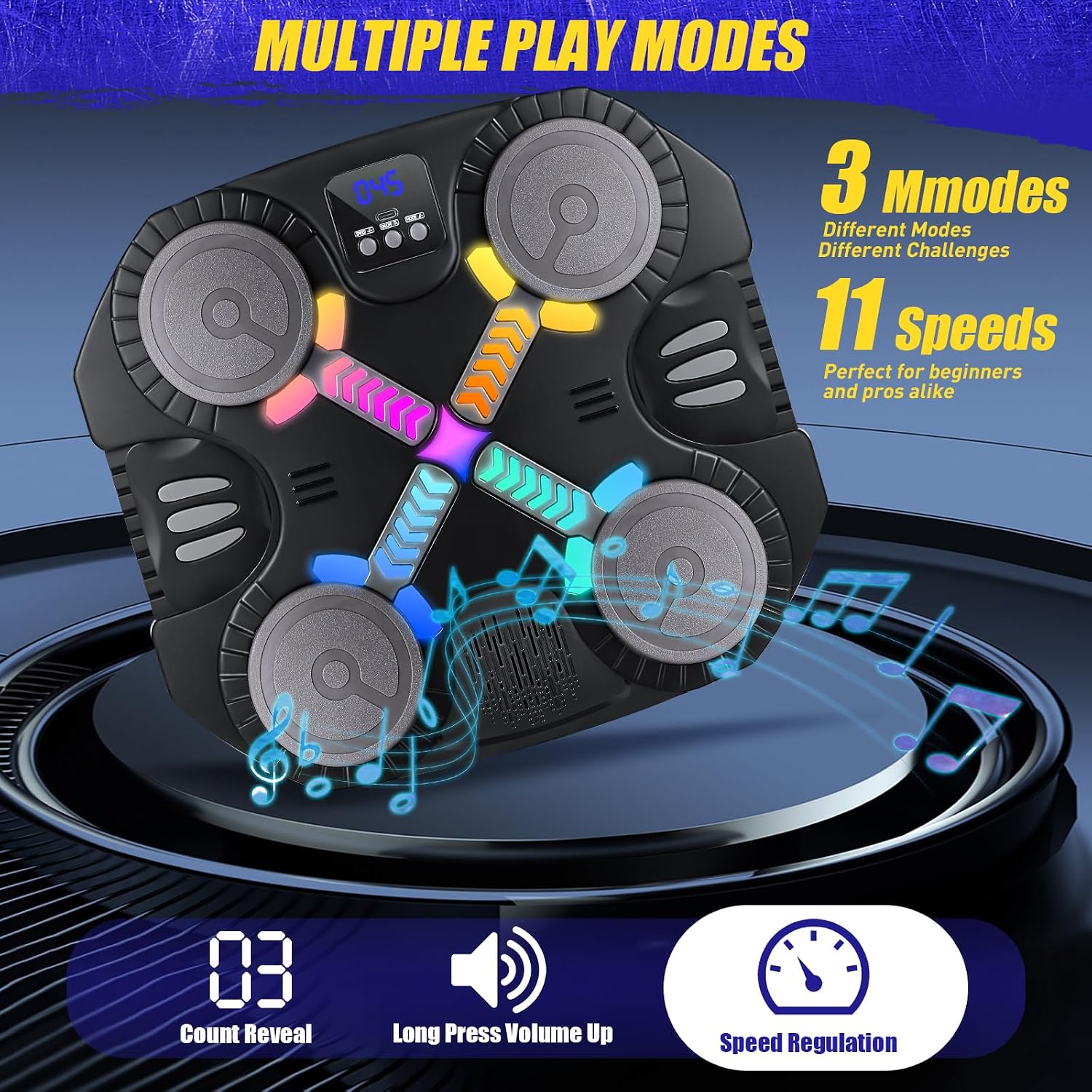 Detalle de Esnowlee Music Boxing Machine for Kids: Wall-Mounted Bluetooth Punch Pad with Gloves (3–12 years)