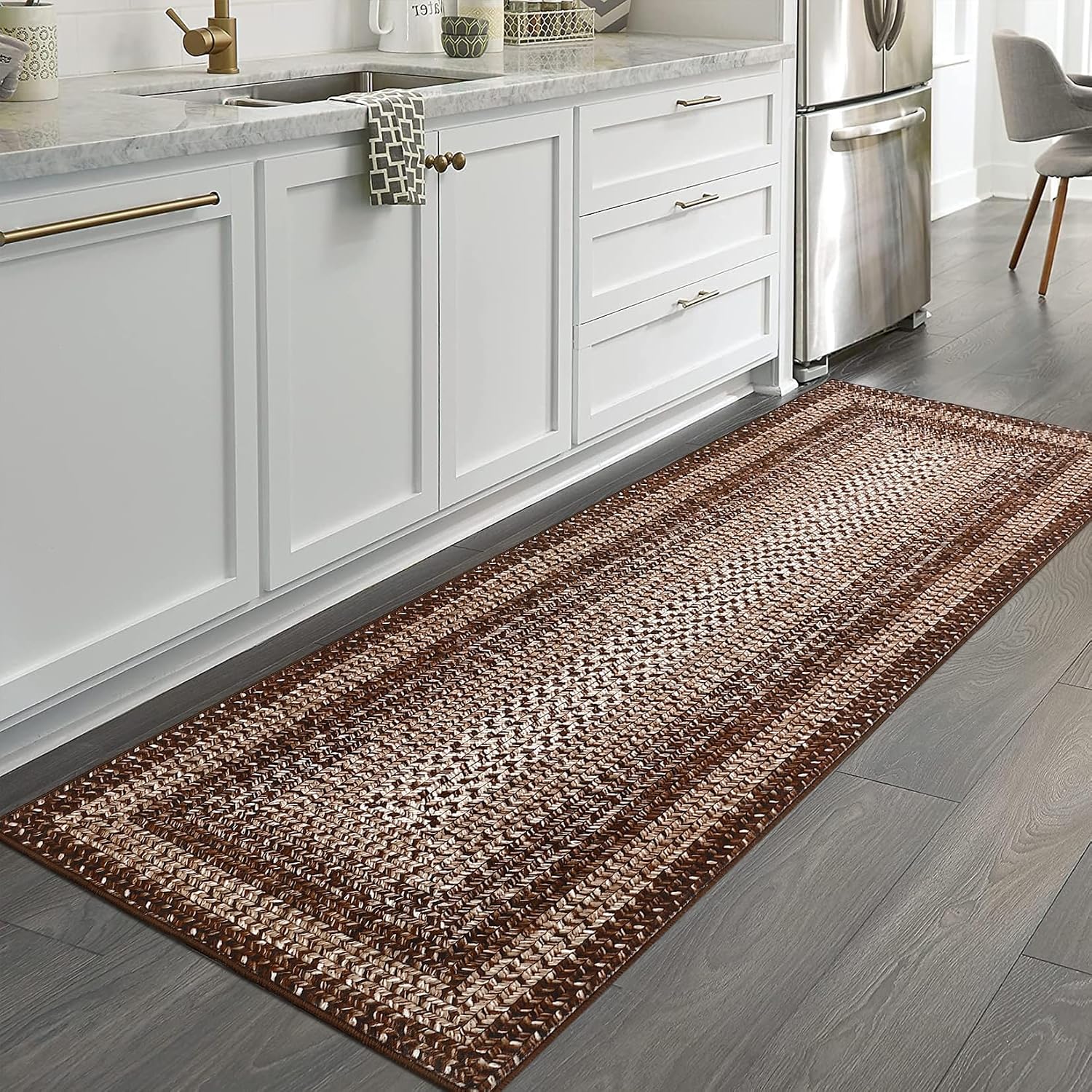Thumbnail 6 de RUGSREAL 2' x 10' Washable Runner Rug with Printed Braided Pattern