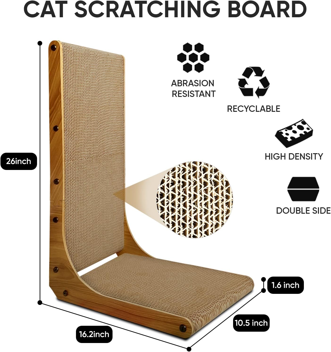 Detalle 2 de AGYM Cat Scratcher, 26 inch L‑Shape Cardboard Scratching Pad for Indoor Cats
