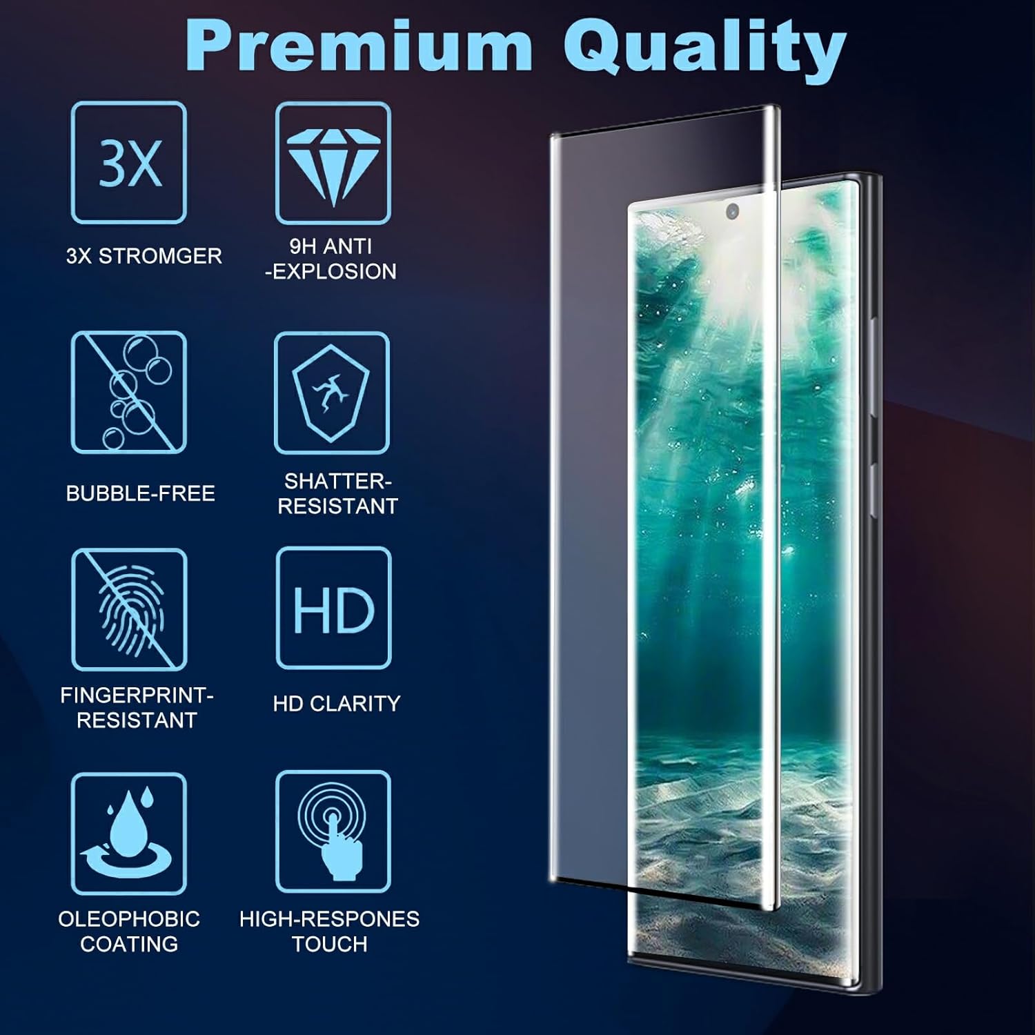 Detalle 2 de Samcorn 3-Pack Galaxy Note 20 Ultra Screen Protector (9H Tempered Glass) with Ultrasonic Fingerprint Support