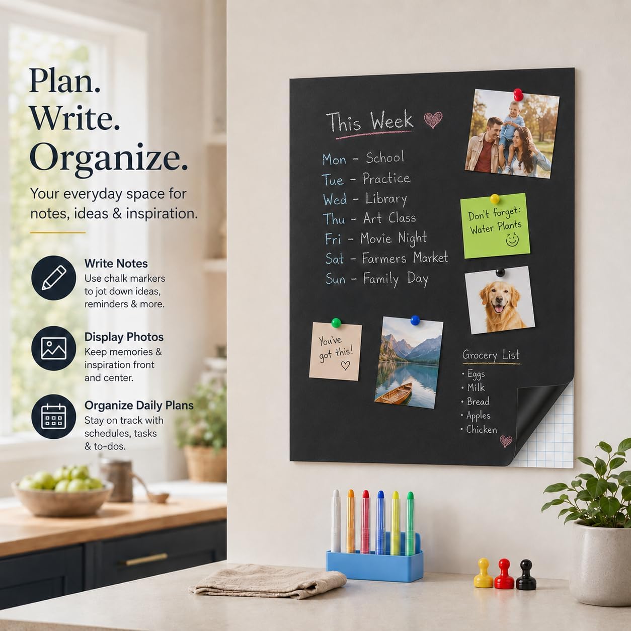 Detalle de Babenoun 0920-baiban18-24 Magnetic Chalkboard Wall Sticker, 18 x 24 in