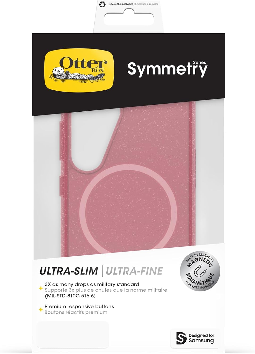 Thumbnail 4 de OtterBox Cover Symmetry Series Clear con magneti per Samsung Galaxy S25 (rosa), resiste a urti e cadute