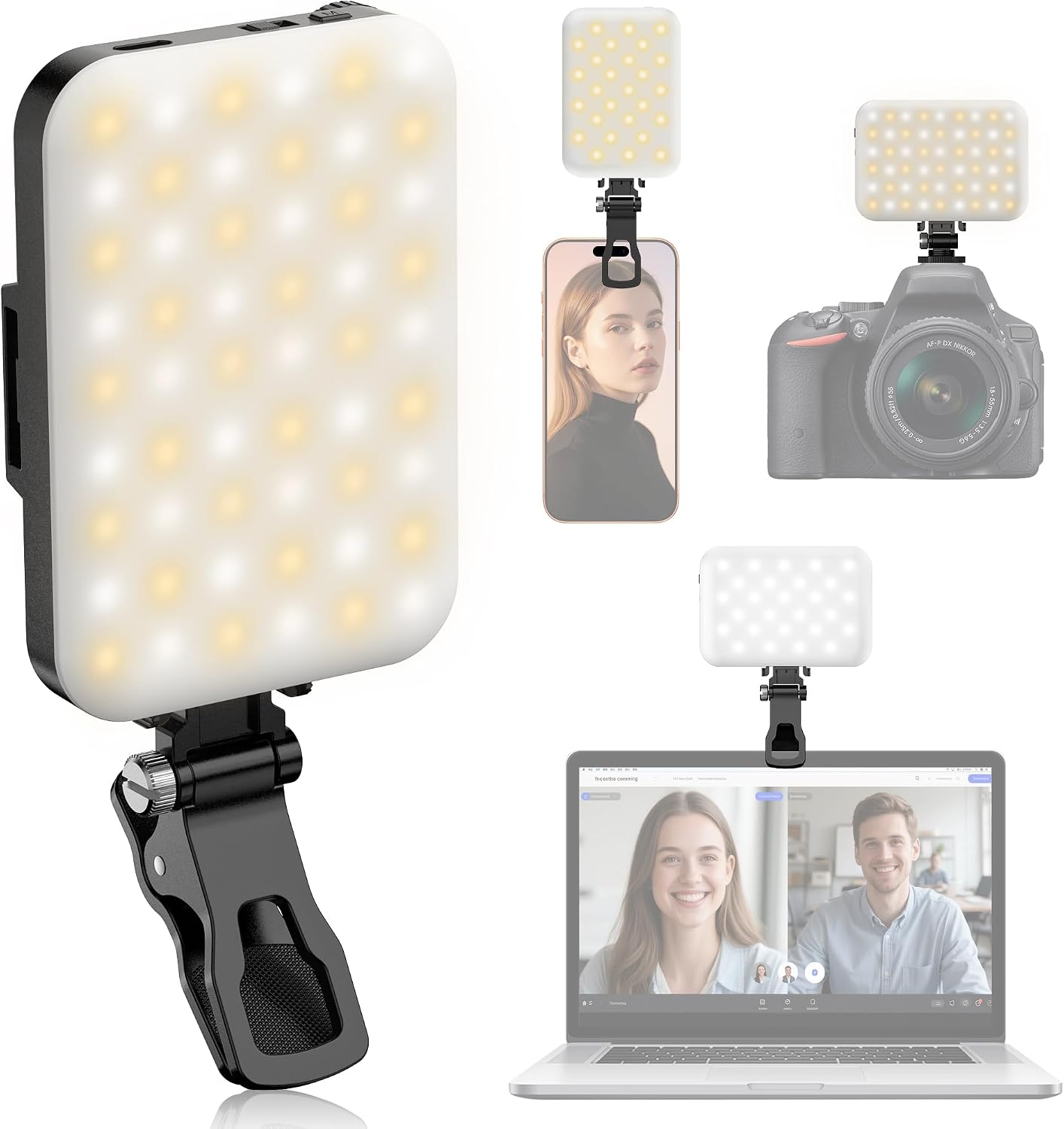 Lampe à Selfie BDDFOTO 5 W pour Smartphone — 500 lm, 3 températures, batterie 2500 mAh