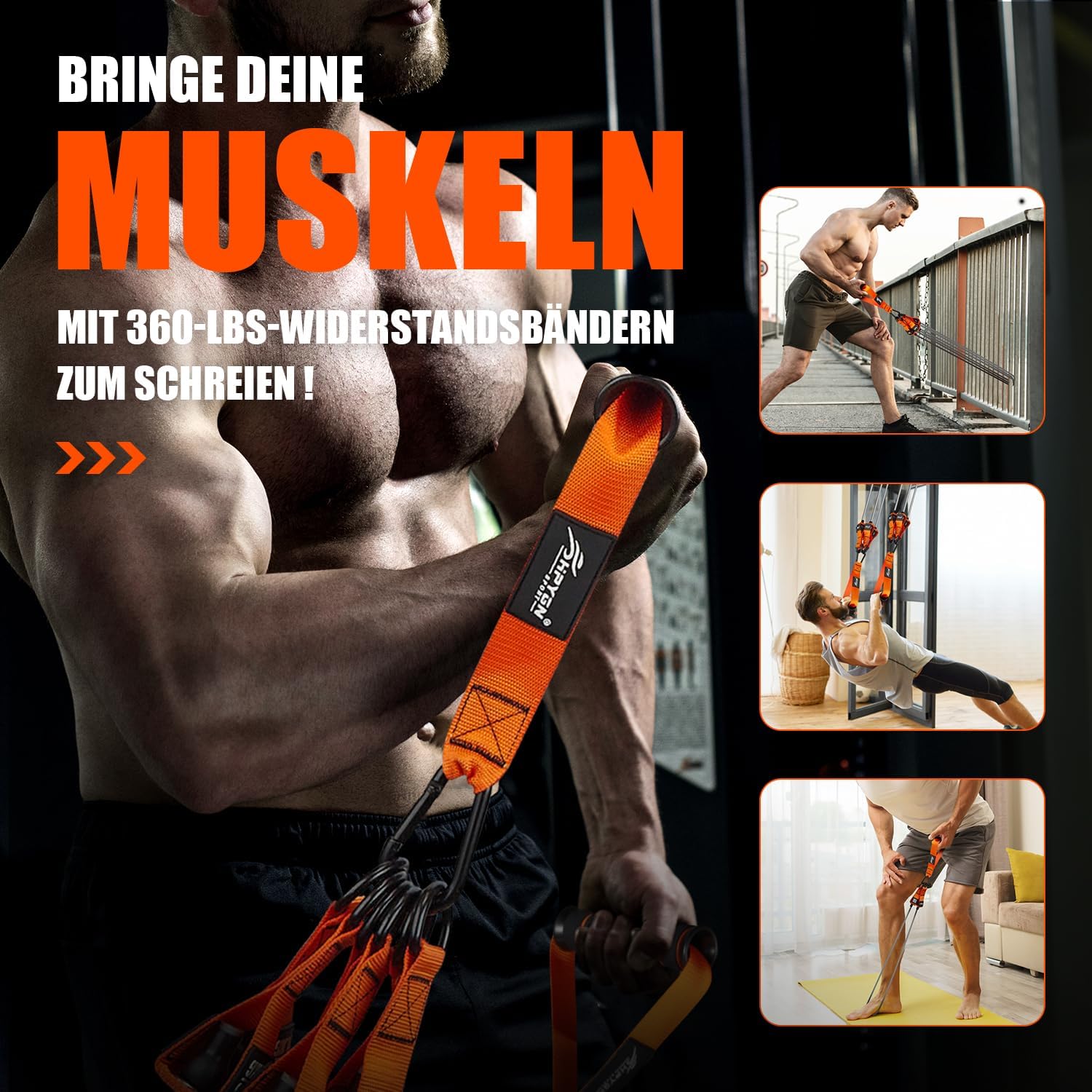 Thumbnail 5 de HPYGN Resistance Bands Set (bis 300 lbs) mit Griffen, Knöchelriemen und Türanker