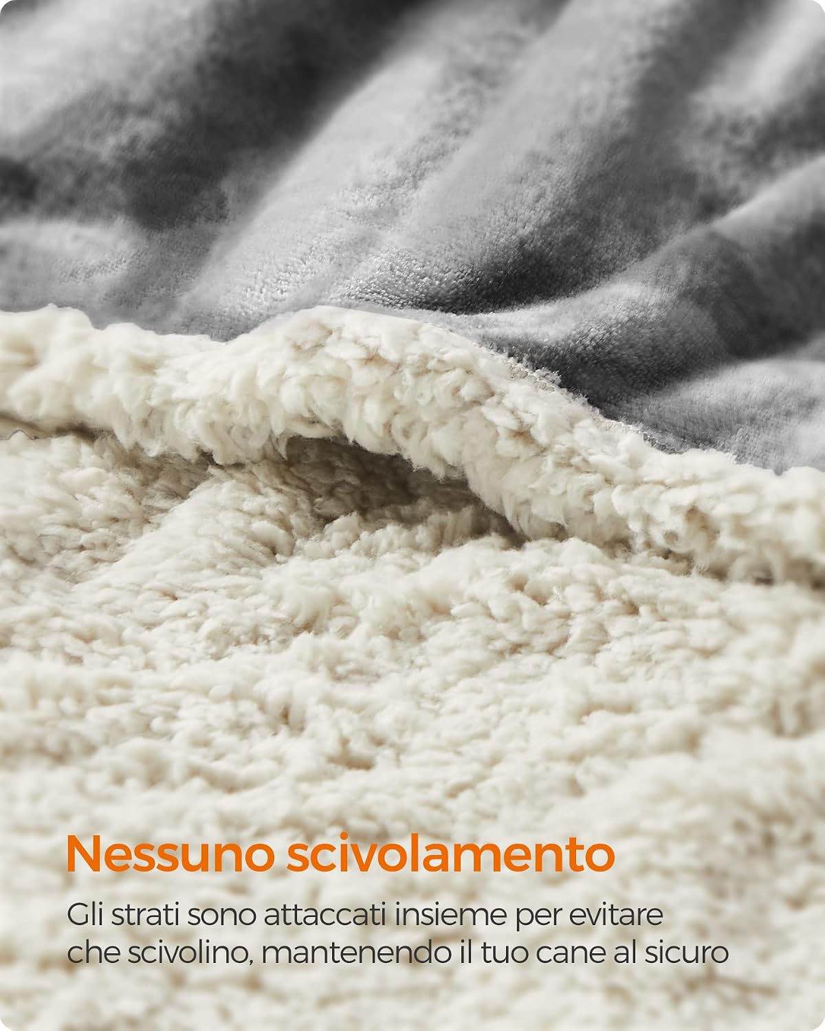 Detalle de Feandrea Coperta impermeabile reversibile in sherpa e flanella per cani e gatti XXL 203 x 152 cm (grigio)