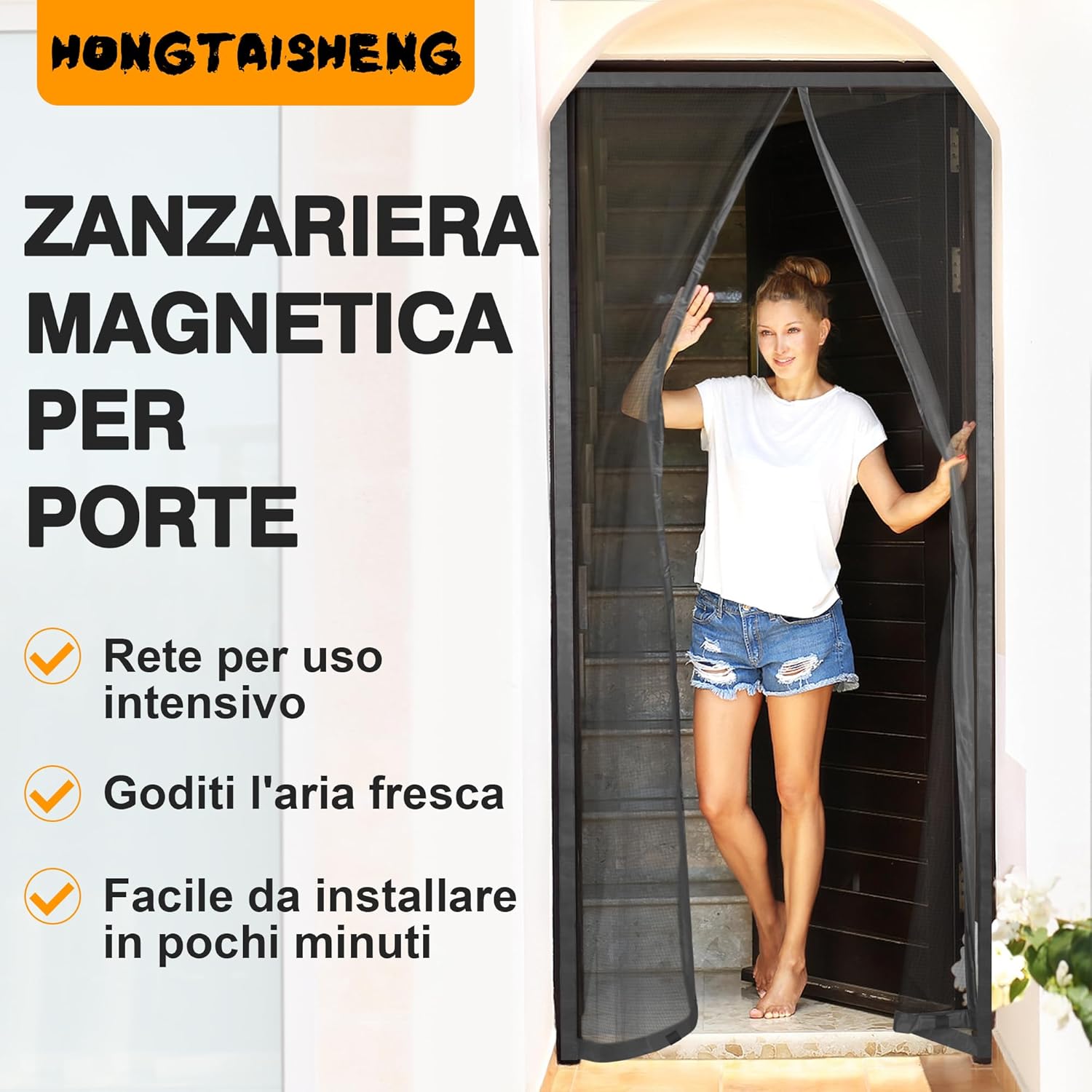 Thumbnail 6 de HONGTAISHENG Zanzariera Magnetica per Porta 105x215 cm: chiusura automatica e design stabile per balcone