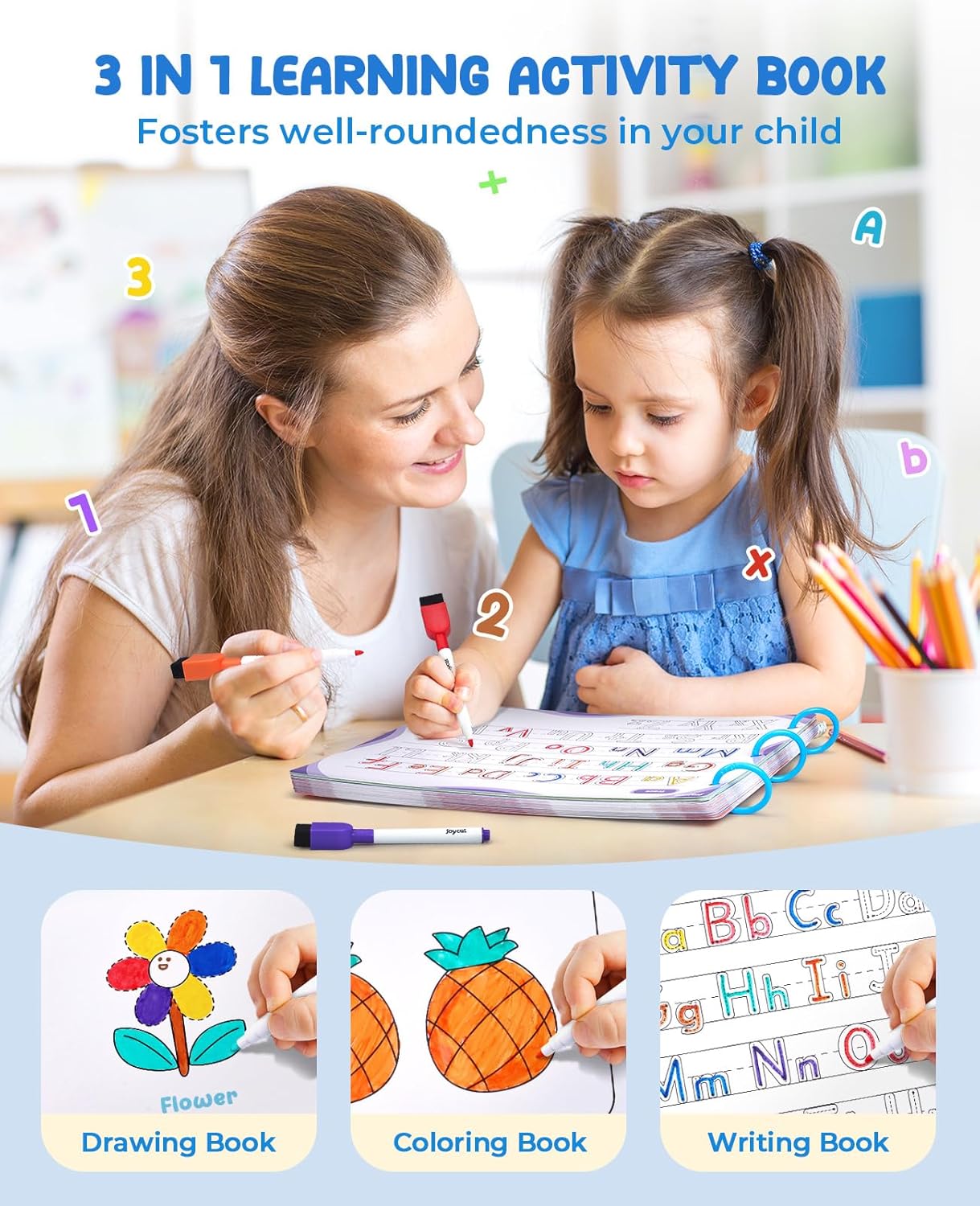 Thumbnail 3 de JoyCat Preschool Learning Activities 48 Reusable Pages Workbook 📚