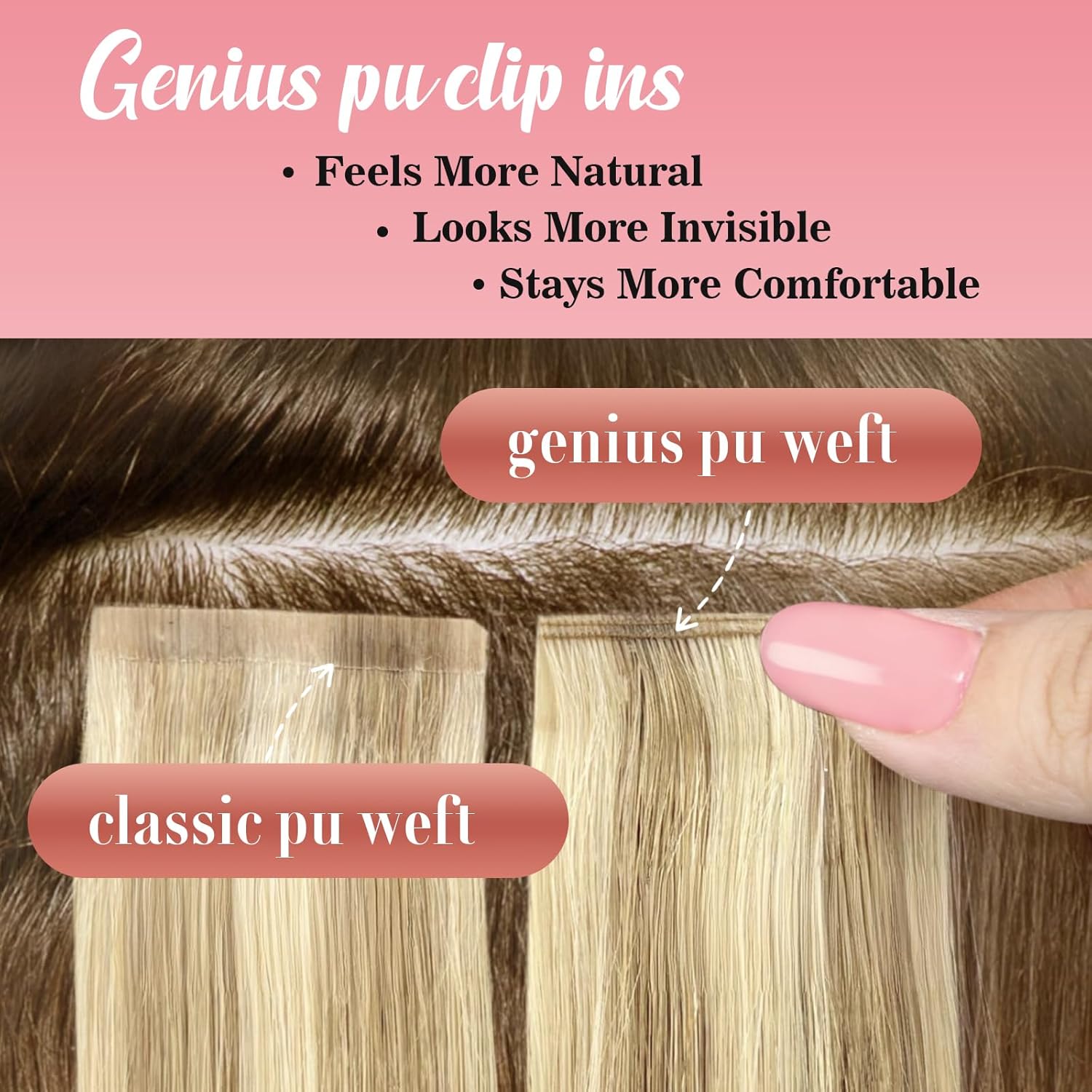 Detalle de Ve Sunny Hair Extensions Real Human Hair 24 Inch Genius Clip-In Extensions in Platinum Blonde