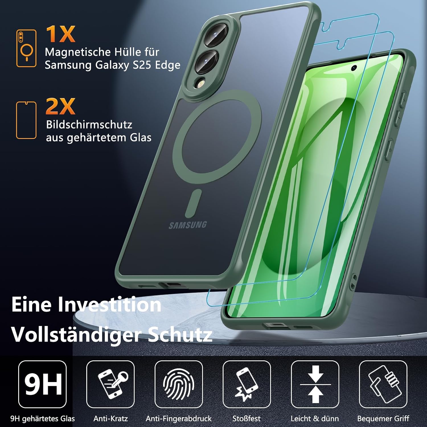 Detalle 2 de BESINPO Hülle Für Samsung Galaxy S25 Edge 2x Glas