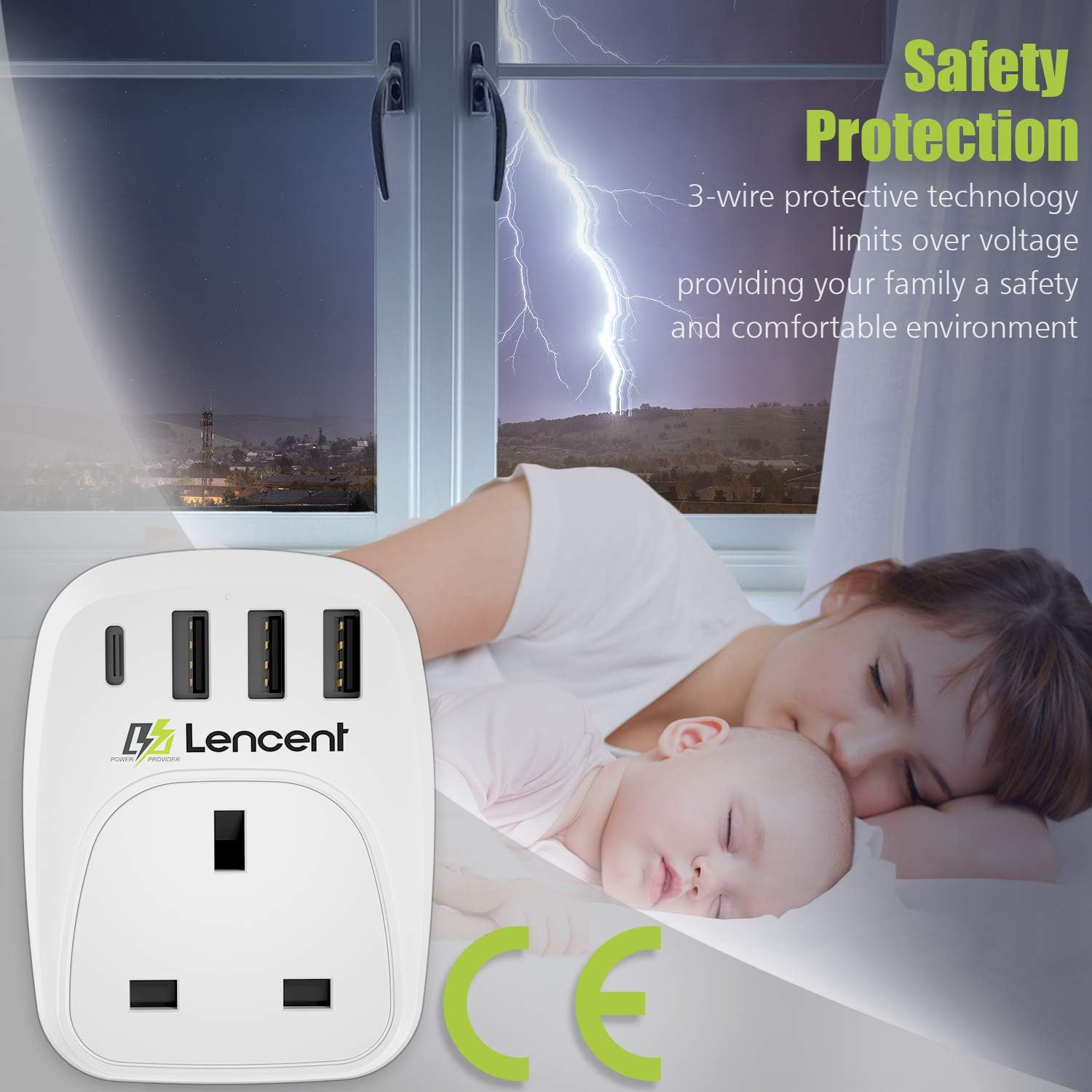 Thumbnail 4 de LENCENT UK to EU Travel Adapter with USB-C 2-pack 🔌