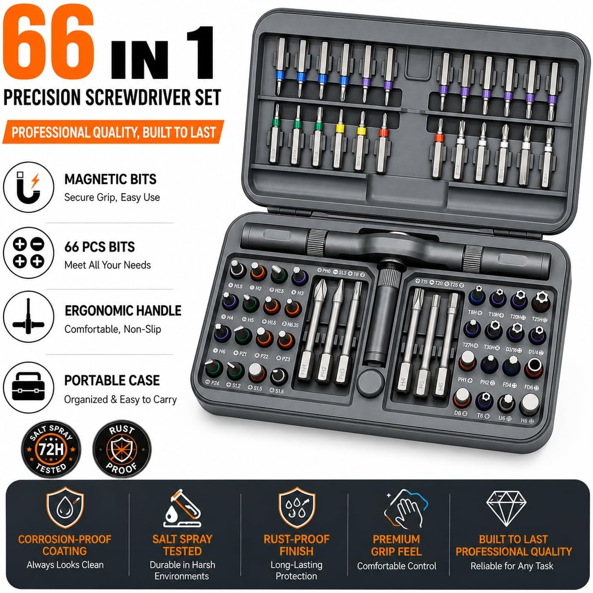 Detalle de Asnish 66-in-1-mrss Ratcheting Screwdriver Set with Flexible Shaft