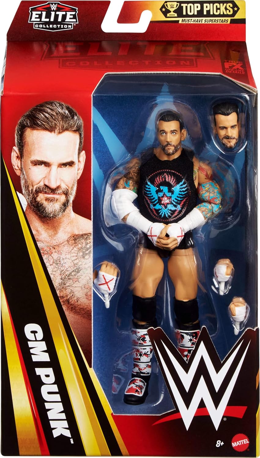 Detalle 2 de Mattel WWE Elite Collection Top Picks CM Punk Action Figure & Accessories Set (6-inch), JHV13