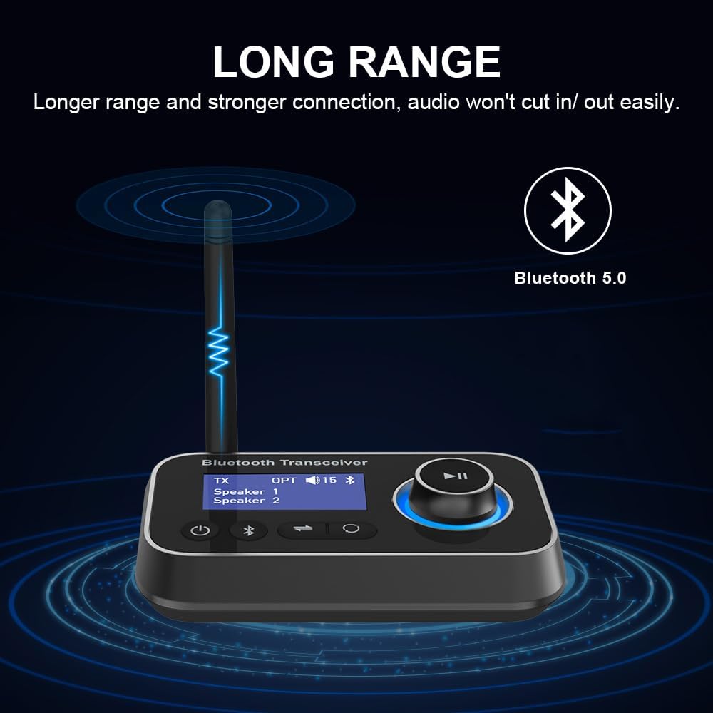 Detalle 2 de Ainostone Bluetooth-audioadapter met Bluetooth 5.0, zender, ontvanger en bypass