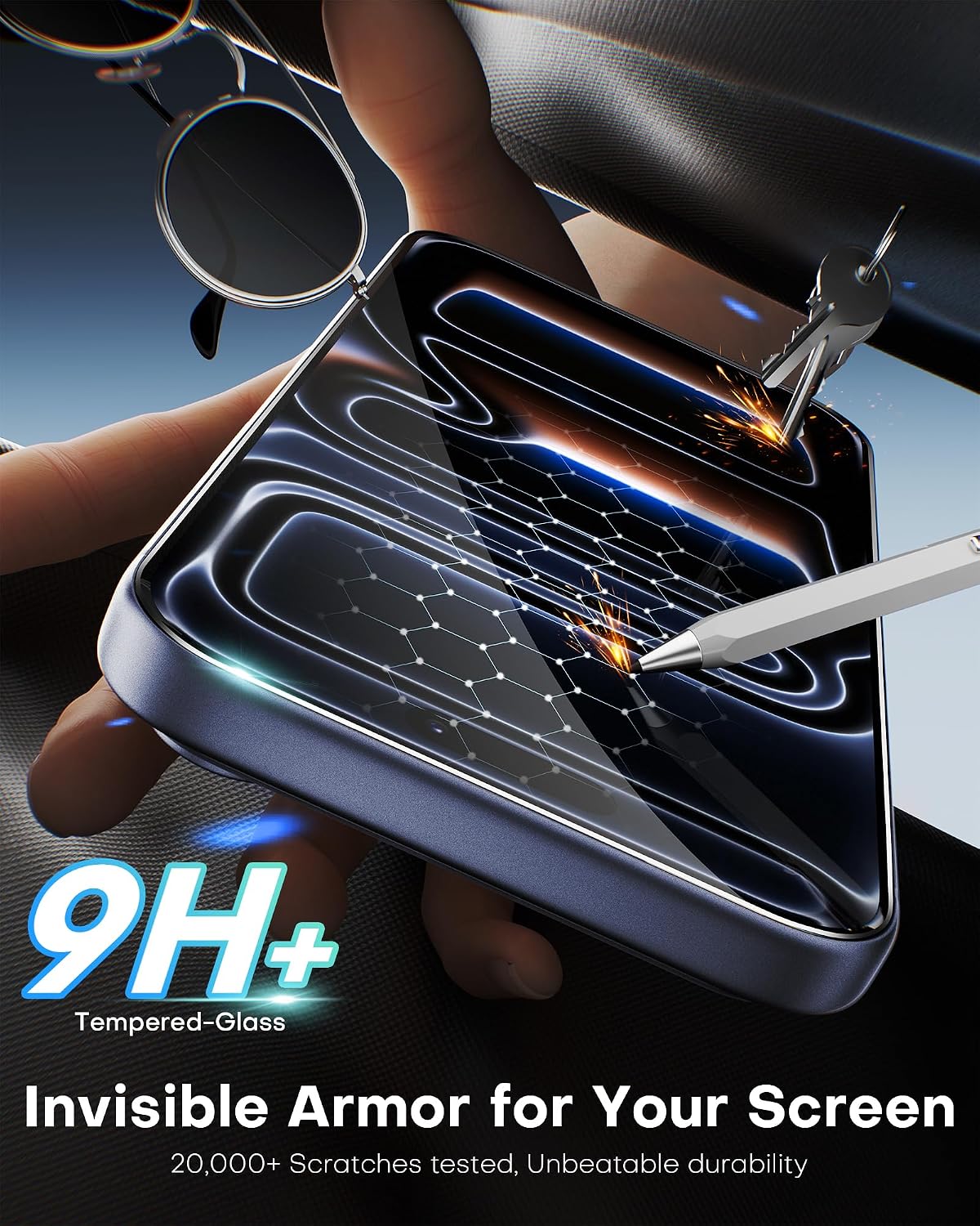 Thumbnail 3 de OMOTON Panzer Schutz Glas iPhone 17 Pro 9H 3+2 Stück