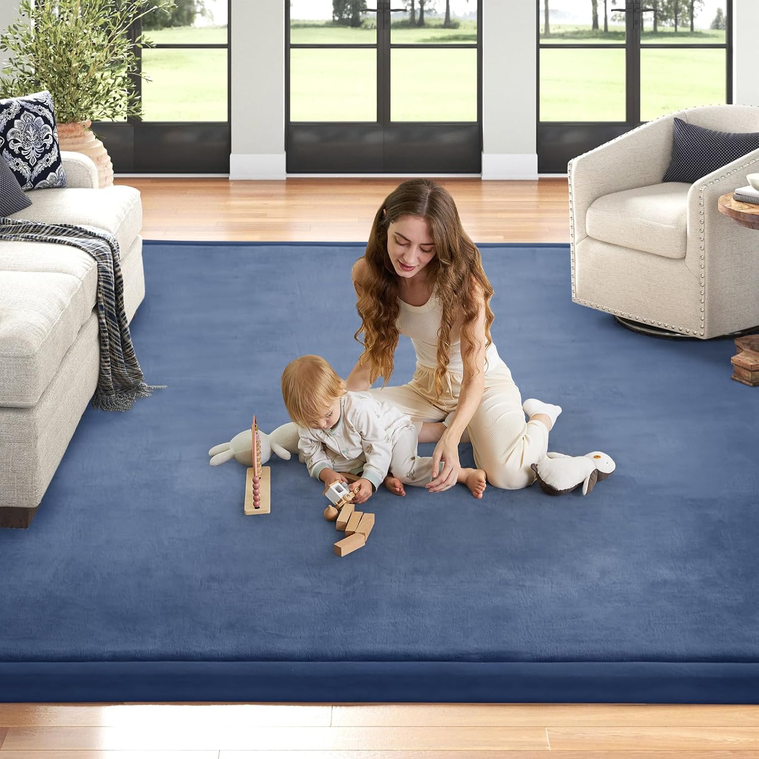 Thumbnail 5 de ILPEOD Baby Play Mat for Floor – 59" x 79" Memory Foam Crawling Mat in Sapphire Blue