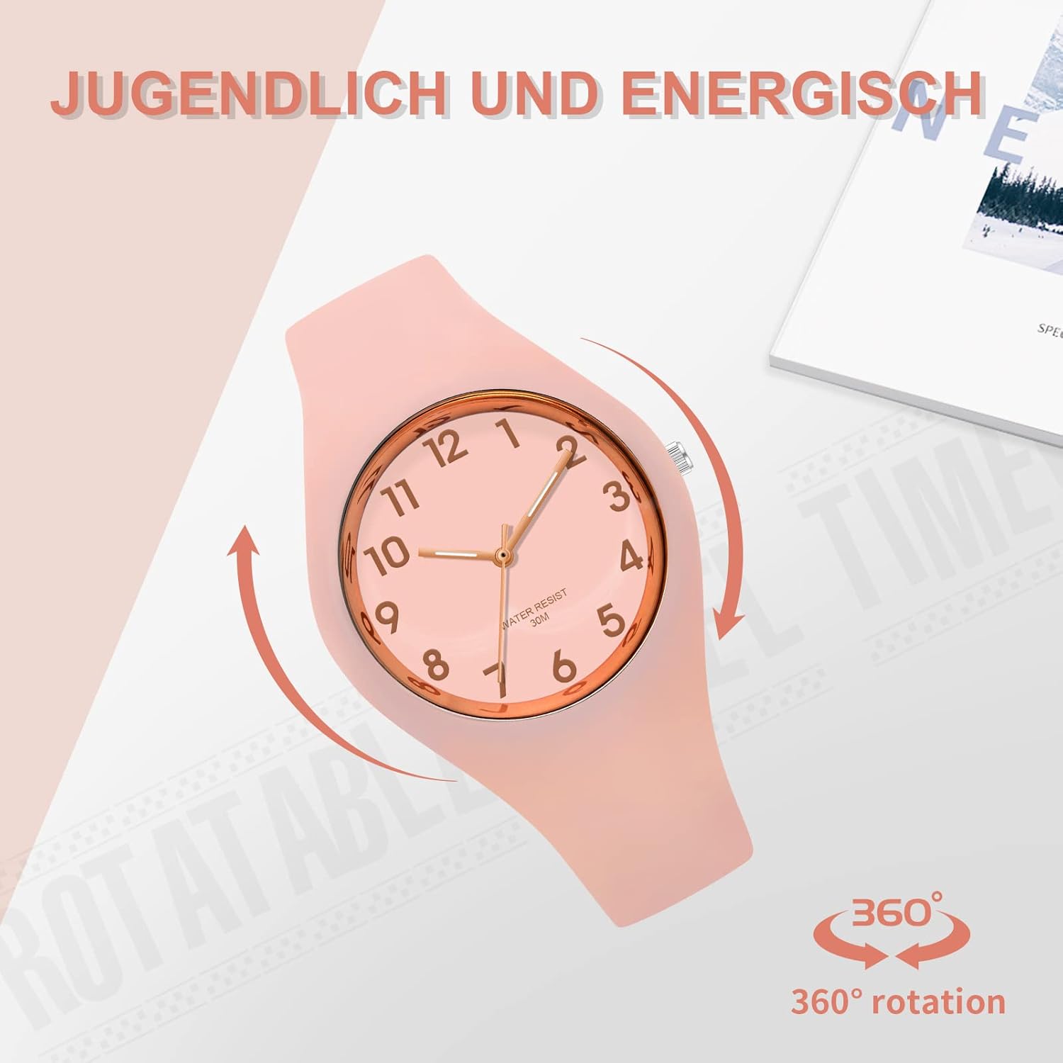Detalle 2 de findtime Damen Armbanduhr Jelly – Quarz, Silikonarmband, 42 mm, 3ATM, buntes Süßigkeiten-Design