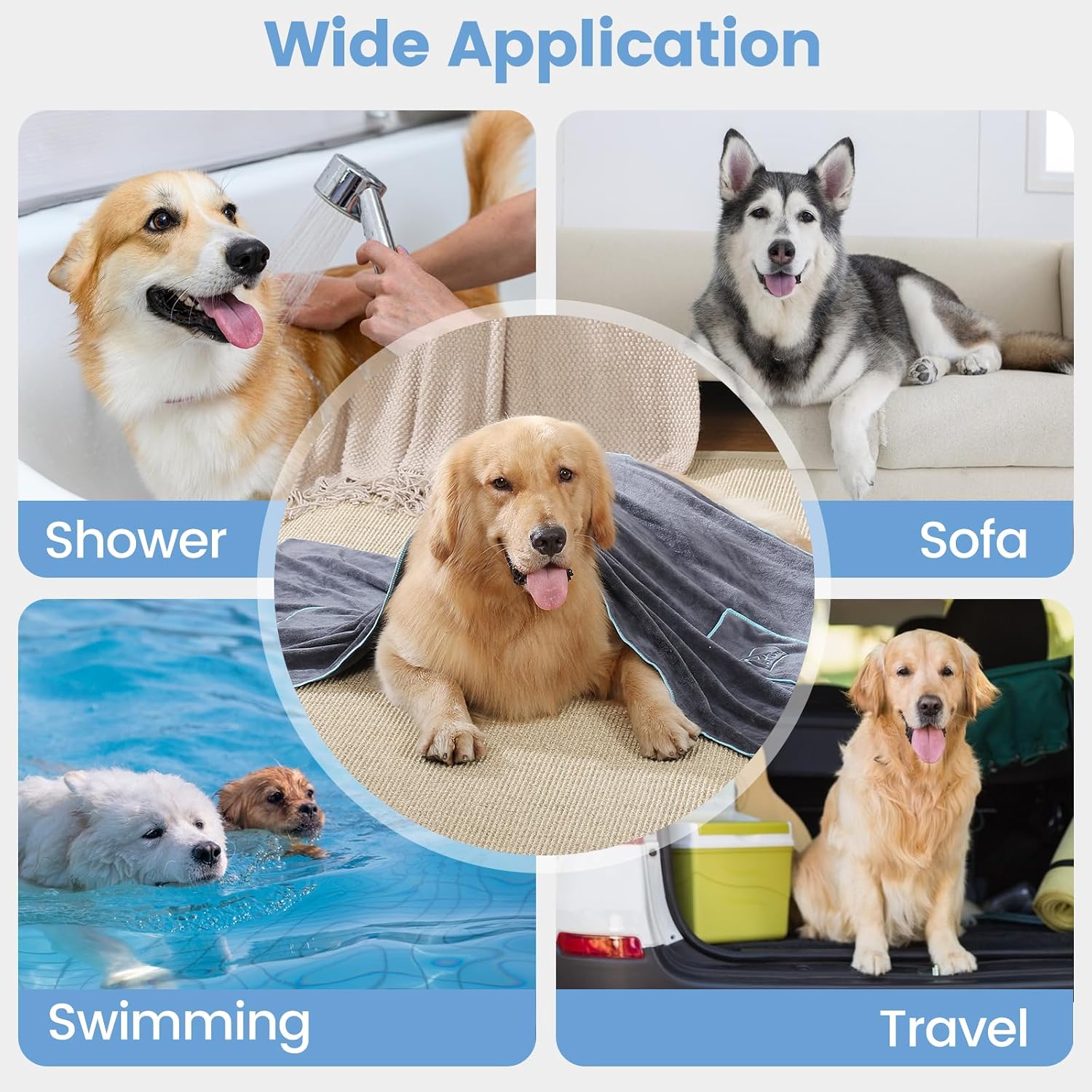Thumbnail 6 de PETTOM 2er-Set Hundehandtücher – Extra saugstark, 130 × 75 cm, Mikrofaser, schnelltrocknend
