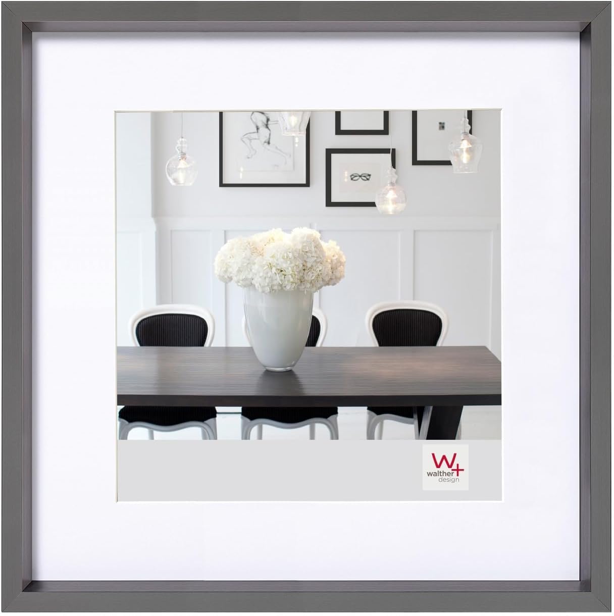 Detalle de Walther Design Cadre photo acier style steel 20 x 20 cm avec passe-partout ES220D
