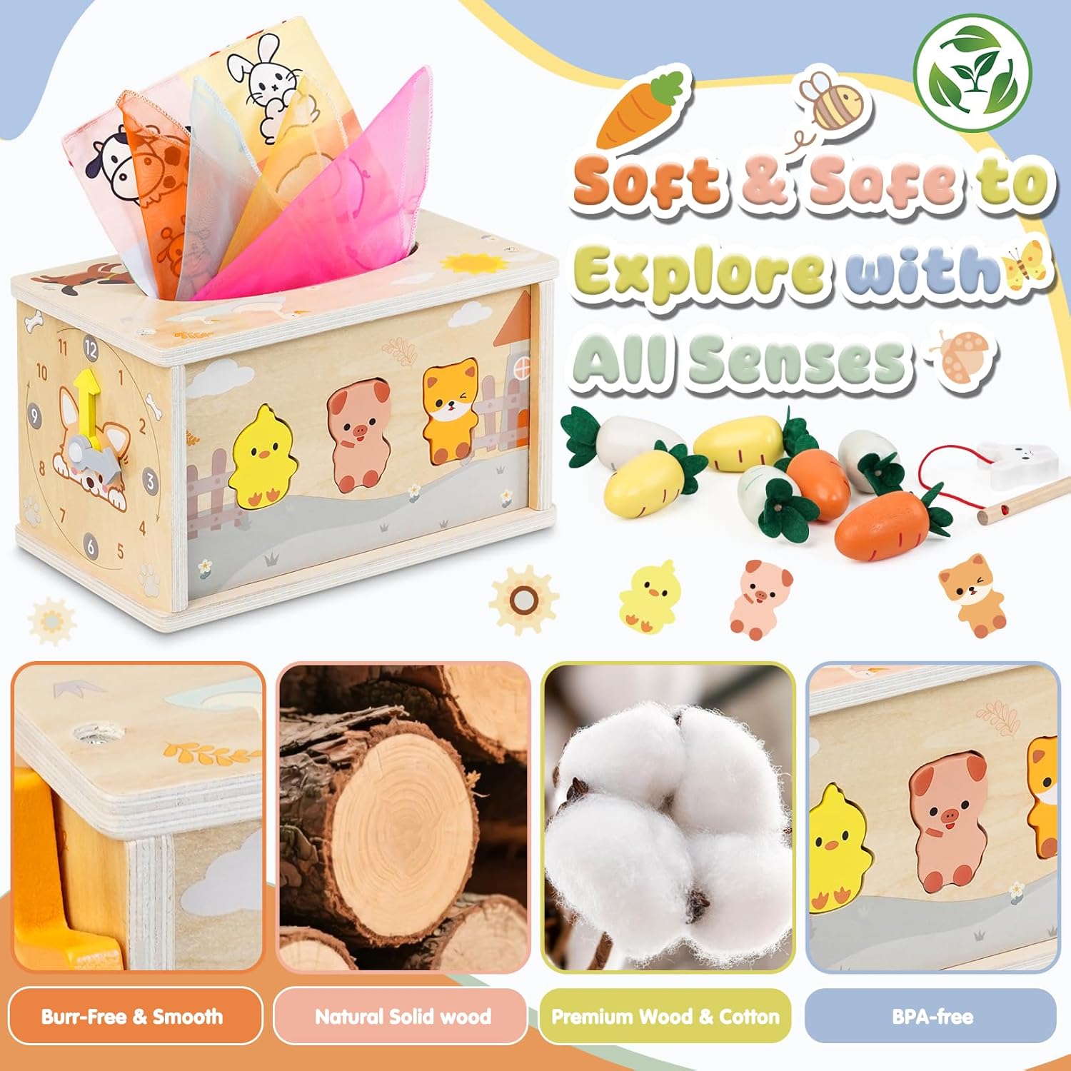 Thumbnail 4 de Joozmui Montessori Wooden Tissue Box Toy (6-in-1) for 1 Year Olds