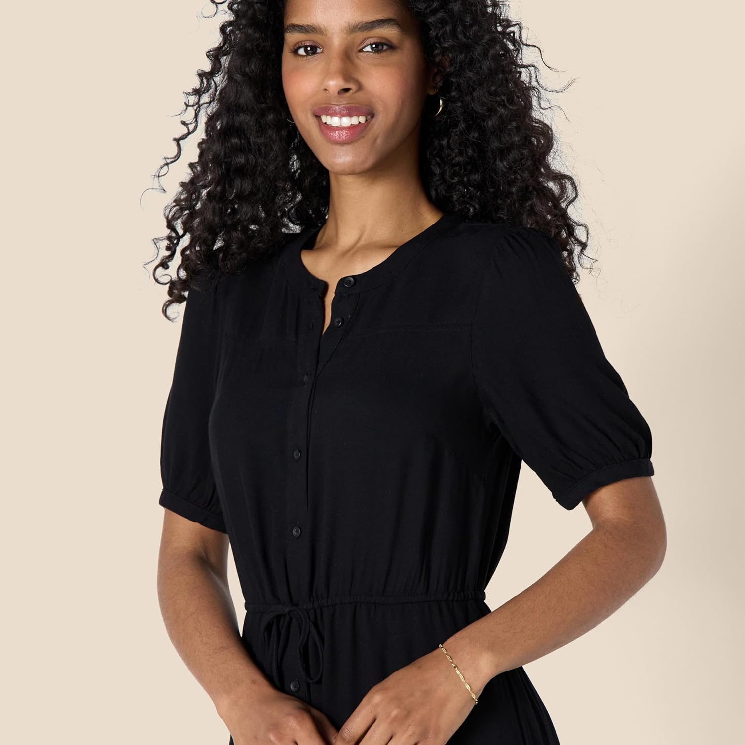 Thumbnail 3 de Amazon Essentials Donna Abito midi a trapezio con mezze maniche e tasche in viscosa