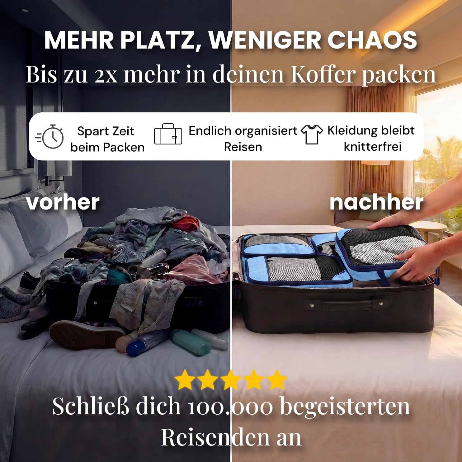 Detalle 2 de Koffer Packtaschen Kompression 7-teilig blau