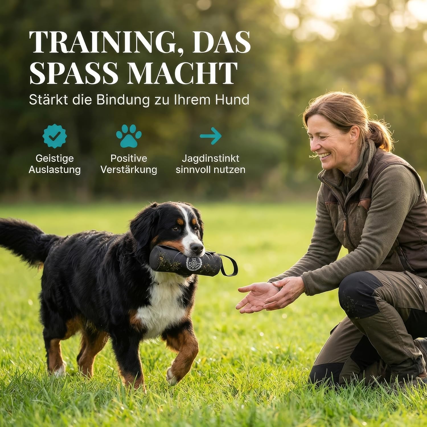 Detalle de HUND IST KÖNIG Futterdummy für Hunde – Apportierbeutel für Training mit 0,7L Fassungsvermögen