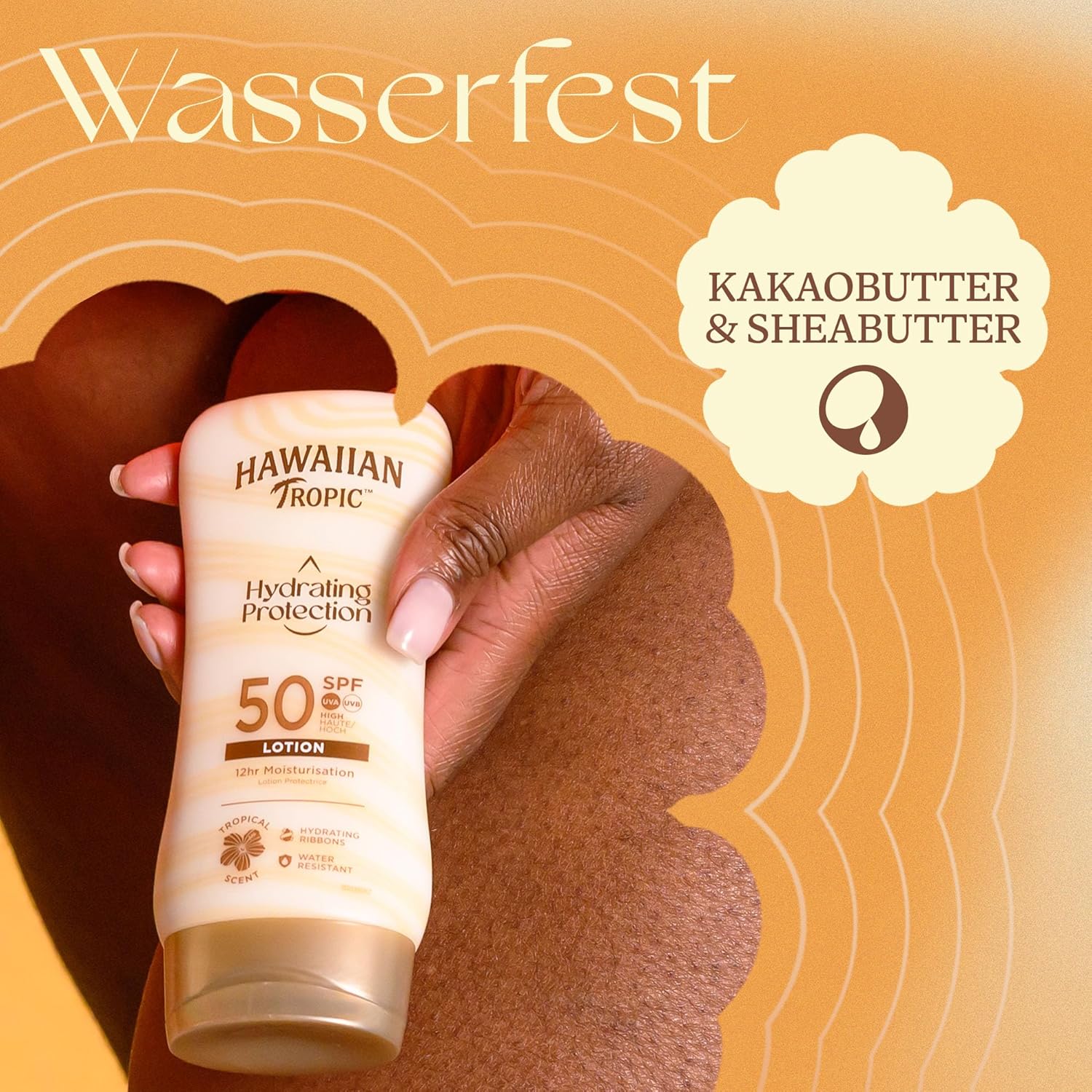 Detalle de Hawaiian Tropic Silk Hydration Sunscreen LSF 50 – Vegan, wasserfest, 180 ml
