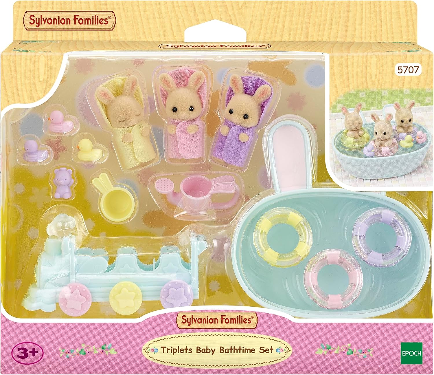 Thumbnail 1 de Sylvanian Families 5707 Triplets Baby Bathtime Set with Train and Bath Toys