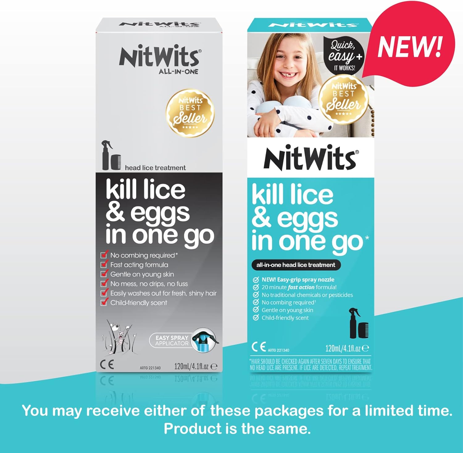 Thumbnail 1 de NitWits All-In-One Head Lice Treatment Spray (120ml) with Nit Comb
