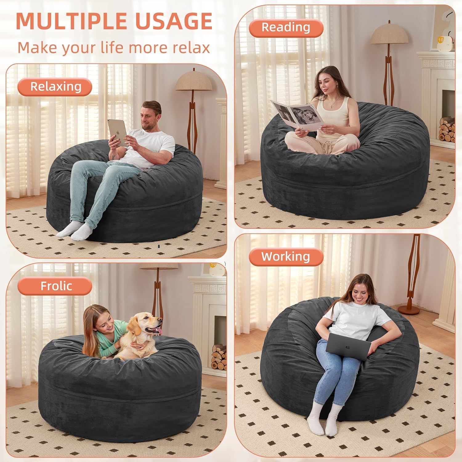 Detalle 2 de HABUTWAY Bean Bag Chair 3FT
