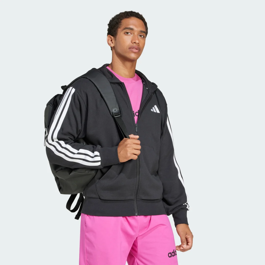 Thumbnail 2 de Chaqueta Essentials French Terry 3 bandas de Adidas – negra, para uso diario con estilo clásico