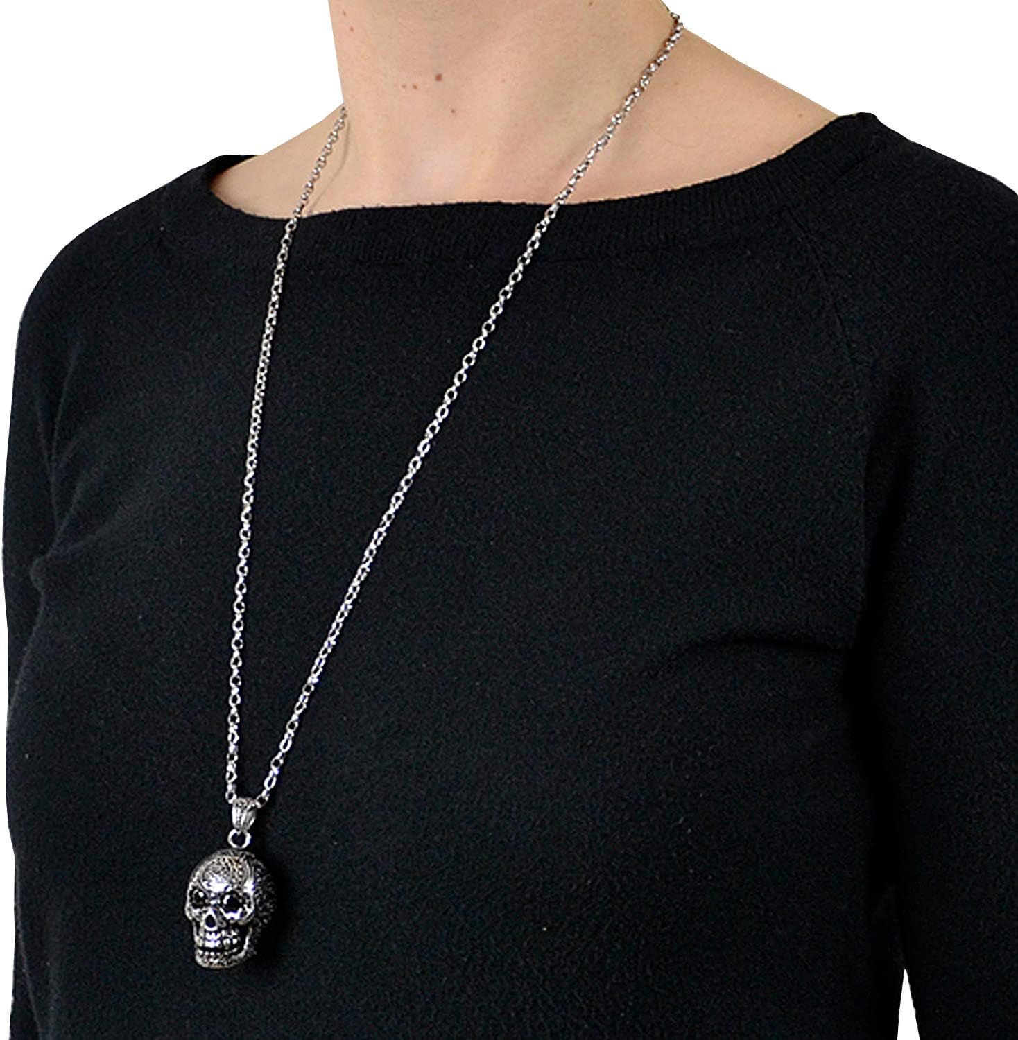 Detalle 2 de DonDon Collana da Donna 70 cm con Ciondolo Cranio in Acciaio Inossidabile