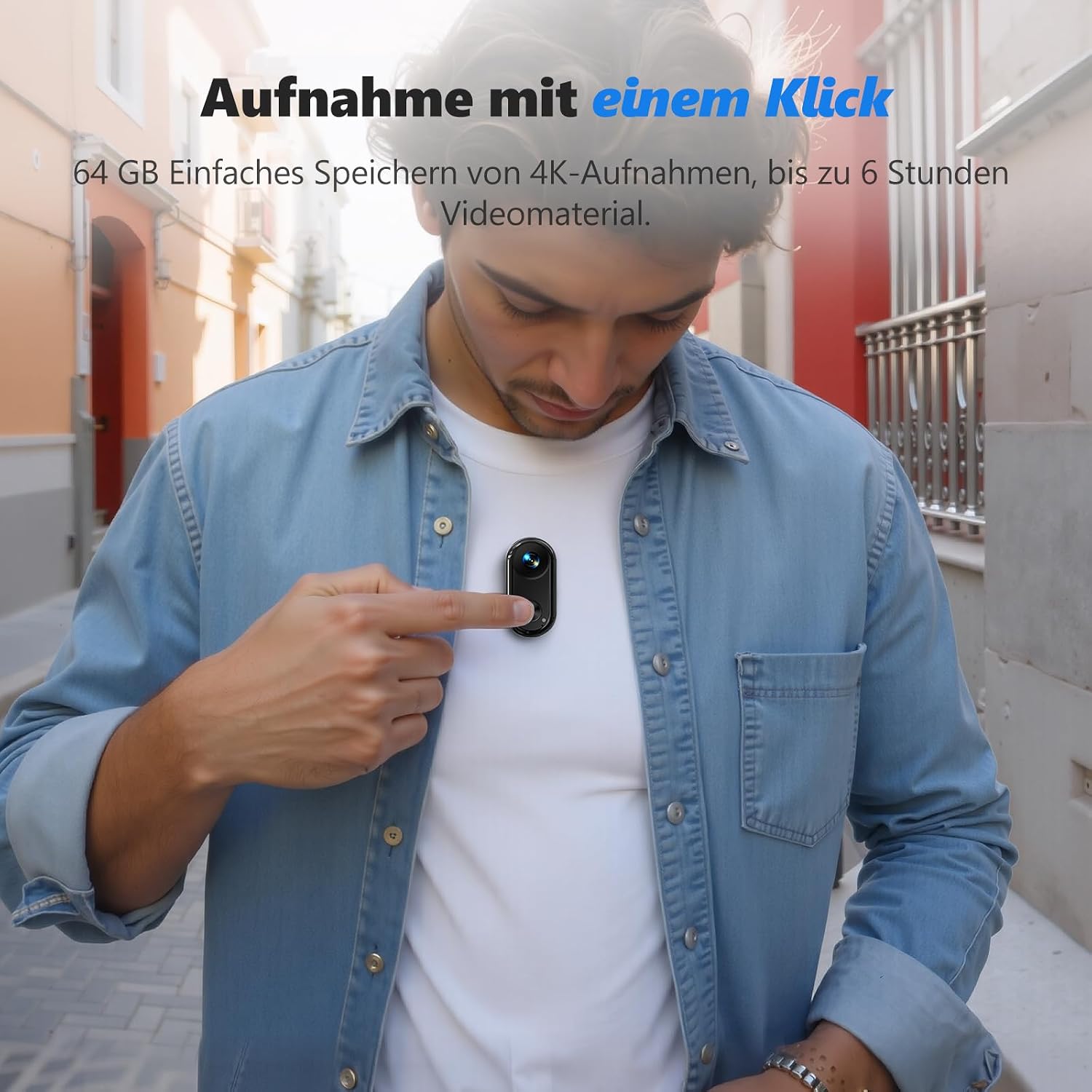 Detalle 2 de 4K-Bodycam Vlogging-Kamera mit 64 GB